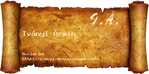 Iványi Ármin névjegykártya